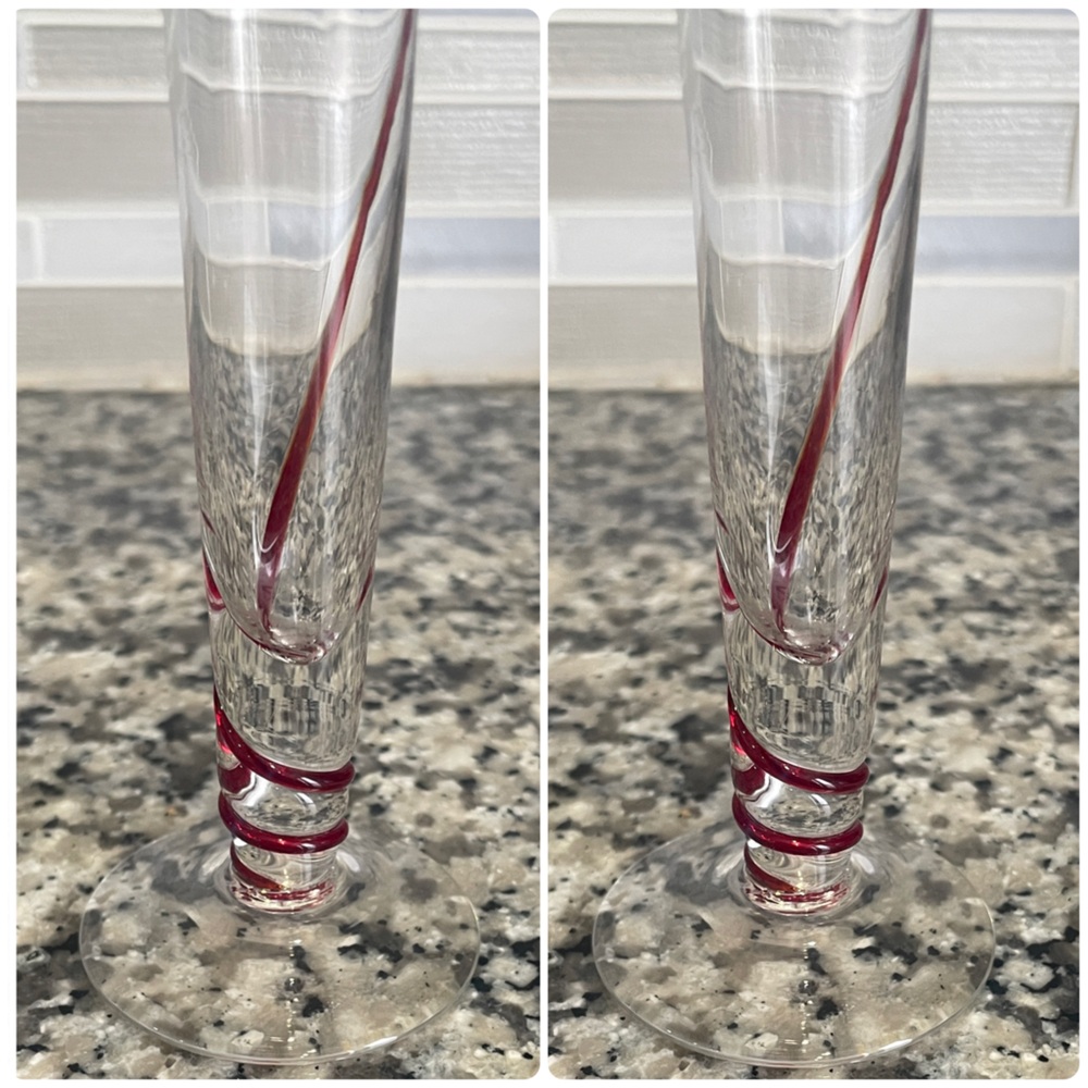 Elegant Red Swirl Glass Vase